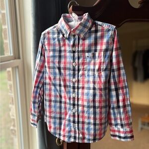 LIKE NEW CROWN & IVY kids collared plaid boys dress shirt, size 4